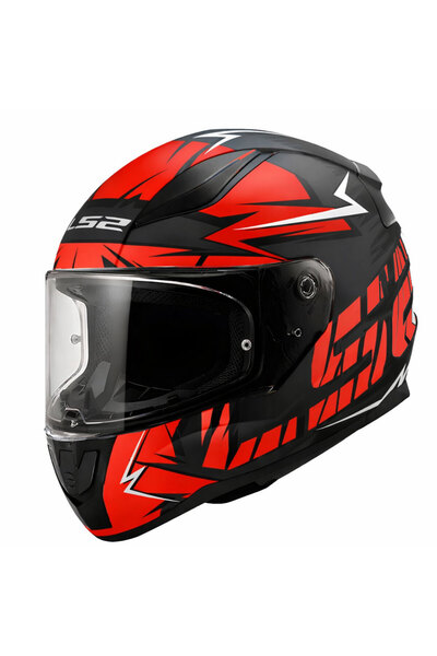 LS2 RAPID 2 CROMO MAT SİYAH KIRMIZI KASK