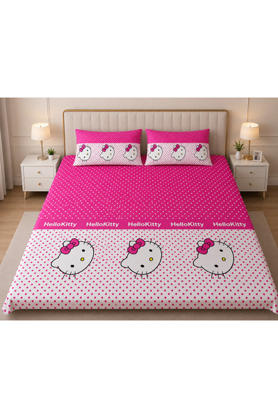 J. STAR Kids Bedsheet Pink Color, King Flat Sheet & Pillow Cases