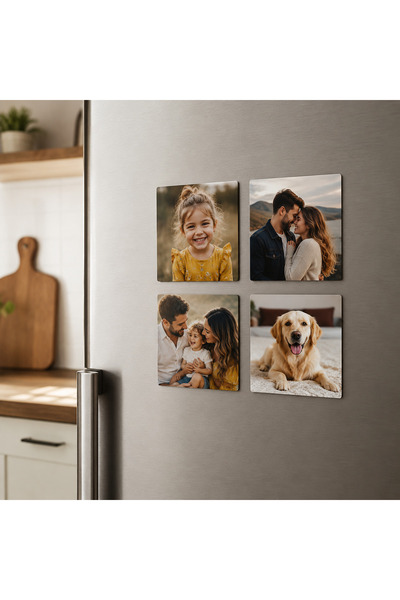 Kişiye Özel Fotoğraflı Magnet Set Hediye 4'lü Anı Buzdolabı