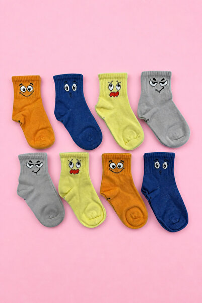 ZENGİN 8-Piece Pack of Seamless Toe Colorful Patterned Booties Socks Set for ...
