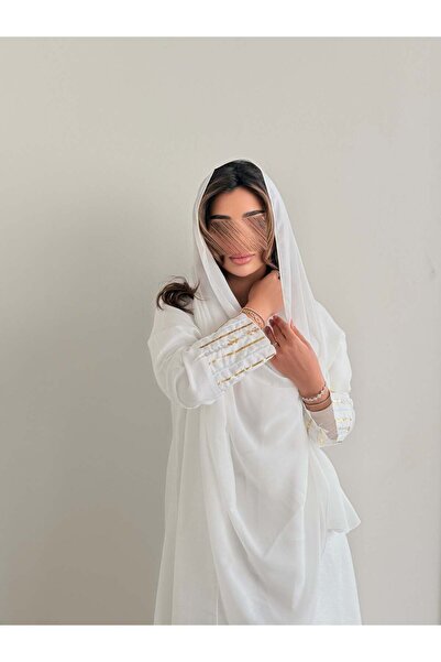 AYA Mw2110 Elegant Linen Abaya with a Modern Cut and a Stylish Kloch Design.