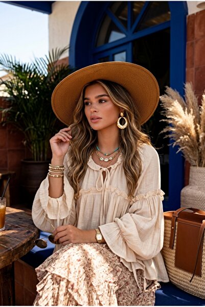 FASHION COCKTAIL Mâneci largi, cu volane, cu șireturi, guler încrețit, cămașă...