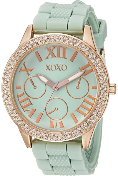 Accutime XOXO Gold Stainless Steel Watch with Light Green Silicone Strap for ...