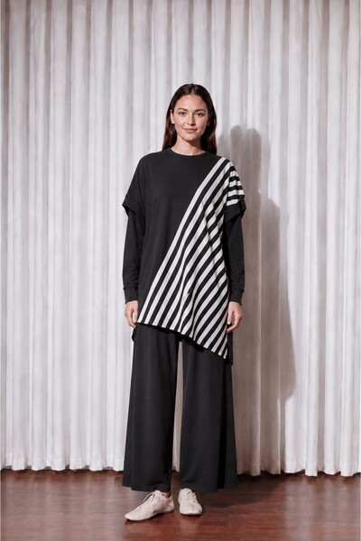 Nurcan Çetin 26617 Contrast Line Patterned Sleeveless Tunic Underwear Pants 3...