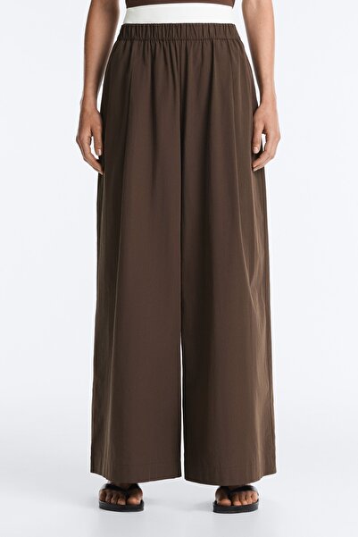 Oysho Wide-leg 100% cotton poplin trousers