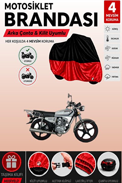 Cemku Double غطاء علوي أسود - سفلي أحمر، غطاء خلفي متوافق مع دراجة كوبا CG150...