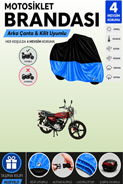 Cemku Double Black Top - Blue Bottom, Rear Bag Compatible Abush Cga 125I Moto...