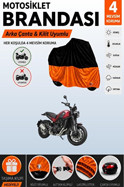 Cemku Double Black Top - Orange Bottom, Rear Bag Compatible Benelli Leoncino ...