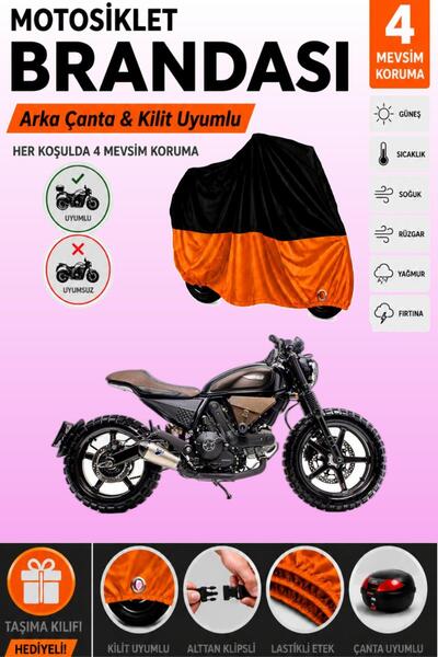 Cemku Double Black Top - Orange Bottom, Rear Bag Compatible Ducati Scrambler ...