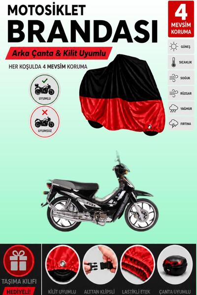 Cemku Double Black Top - Red Bottom, Rear Bag Compatible Kuba Xy100-E Motorcy...