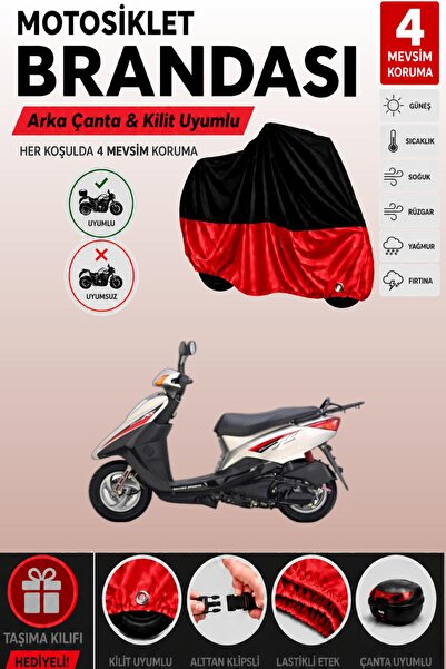 Cemku Double Black Top - Red Bottom, Rear Bag Compatible Yamaha Cygnus Rs Mot...