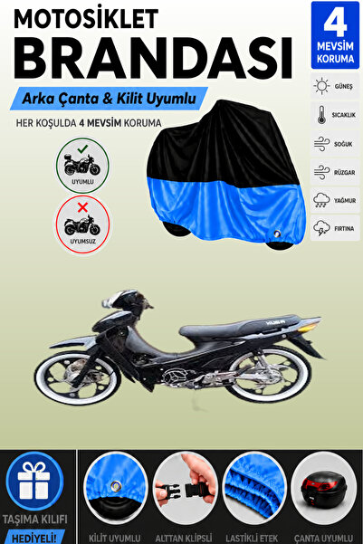 Cemku Double Black Top - Blue Bottom, Rear Bag Compatible Kuba Kb100-6 Motorc...