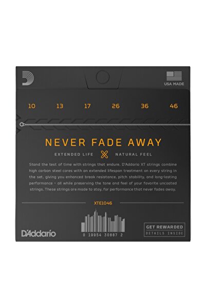 D'Addario XTE1046 XT Nickel Plated Steel Electric Guitar Strings Regular Light - 10-46