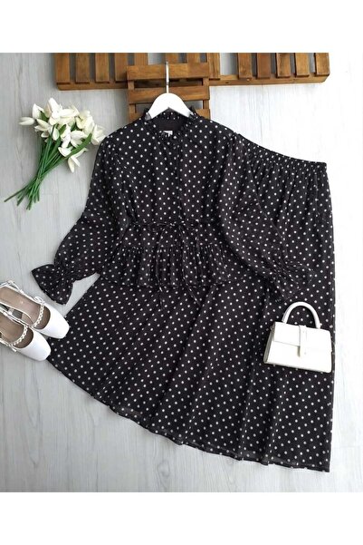 MODA MT Women's Tulle Polka Dot Detailed Skirt Suit (Product Lined)