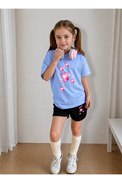 LORVEX Girl's T-Shirt and Shorts Set, Printed Cotton, Summer Casual Fit Combi...