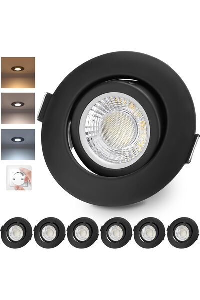 Other cloksh Spot LED încastrat, 230V, Reglabil, Negru, 6W, IP44, Orientabil,...