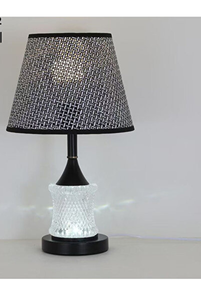 Generic Table lamp with crystal base and textured fabric shade