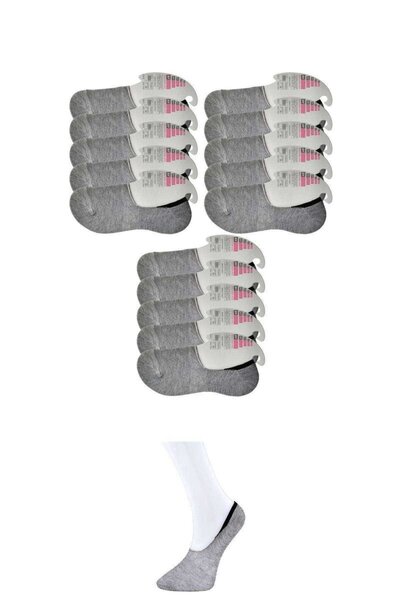 Ethab Ticaret Glb-Stl41414 Gray Women's Ballerina Socks 15 Pairs