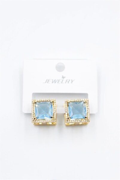 atastore2017 Square Jewelled Earrings - Turquoise