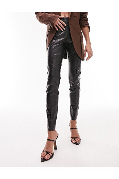 Evendi Pantaloni imitatie de piele, Negru