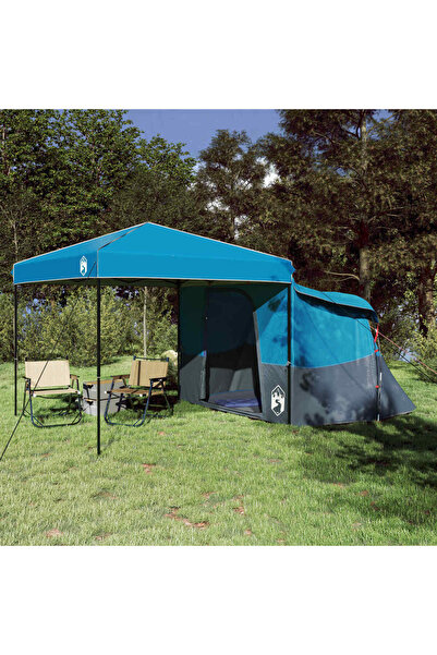 vidaxl Set Cort pentru Camping 2 pcs albastru Tafeta si Material