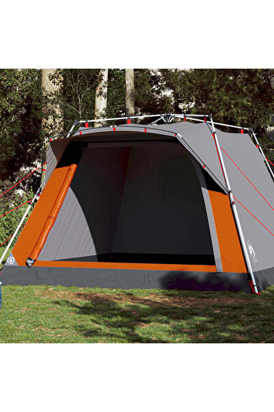 vidaxl Cort camping cabana 4 persoane gri/portocaliu setare rapida