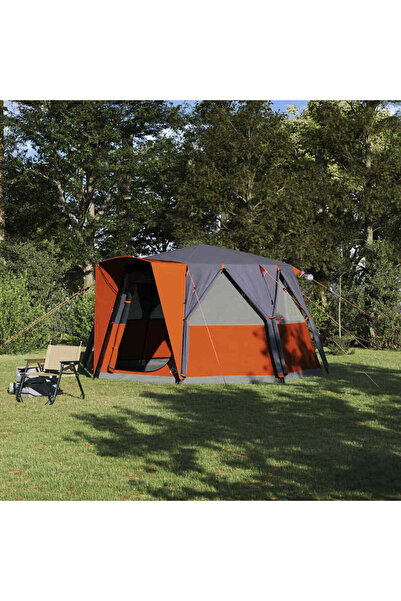 vidaxl Cort pentru 6 persoane Gri si Portocalie 425 x 396 x 222 cm
