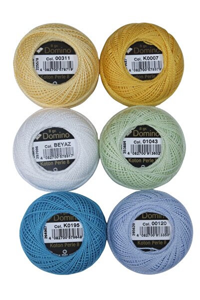 domino KOTON PERLE NO : 8 KANAVİÇE ETAMİN NAKIŞ İPİ 6'LI SOFT İP SETİ