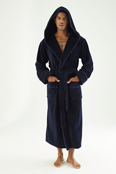 Nuşa Men's Hooded Bamboo Cotton Soft Absorbent Luxury Bathrobe