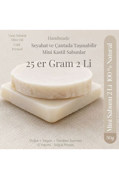 Seçkin Trend %100 Doğal El Yapımı Seyahat Kastil Sabunu, 2x25gr Mini Çantada Taşınır, Pratik Kullanım.