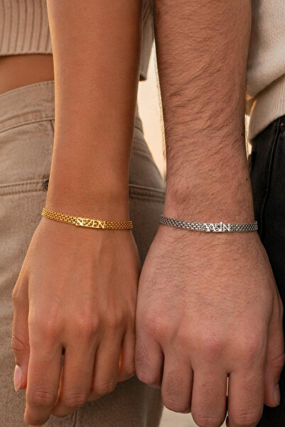 Silvano Jewelry 925 Ayar Gümüş Kişiye Özel İsimli Çift Bileklik