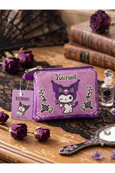 GiFi Kuromi & Hello Kitty Lisanslı Deri Para Çantası Cüzdan 10,5x8,5 cm