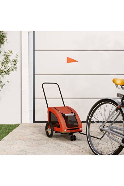 vidaxl Remorcă de bicicletă animale portocaliu/gri, textil oxford/fier