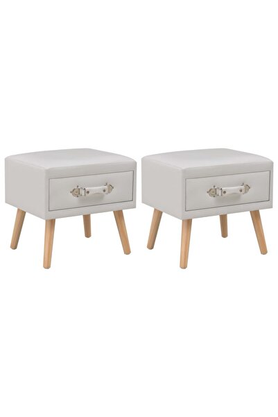 vidaxl Bedside tables, 2 pcs., white, 40 x 35 x 40 cm, eco- Leather