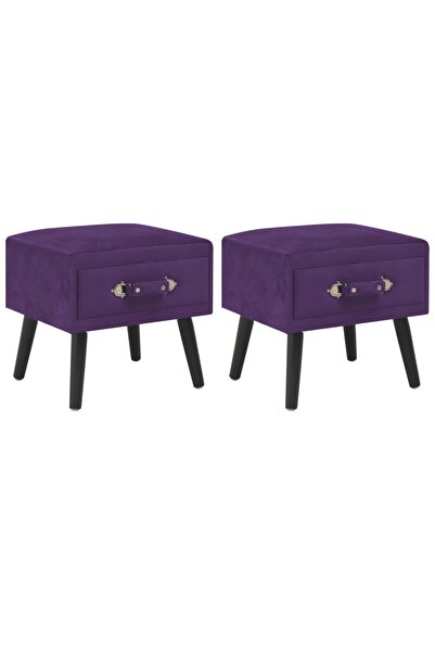 vidaxl Bedside tables, 2 pcs., dark purple, 40 x 35 x 40 cm, Velvet