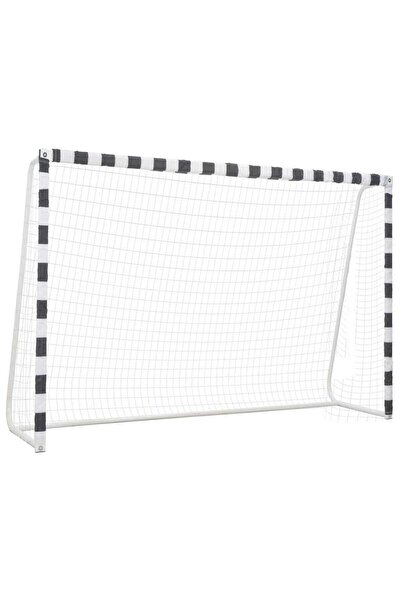 vidaxl Poartă de fotbal, negru și alb, 300 x 200 x 90 cm, metal