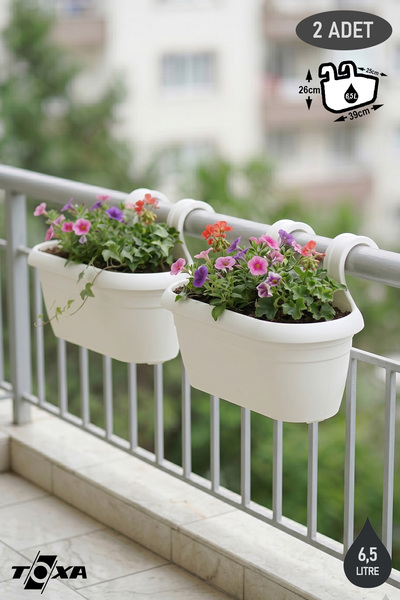 ToXA Hera Balkon Saksısı Askılı Drenaj Izgaralı Denge Aparatlı Plastik Saksı