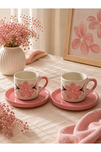 Inspire Ceramic Floral Patterned 2-Person Cup Set