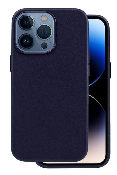 Fuchsia غطاء URR من الجلد الصناعي متوافق مع هاتف iPhone 15 Pro Max - أزرق داكن