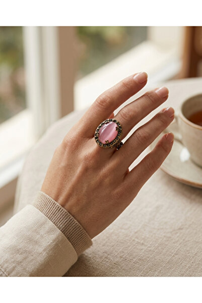 Dorvina Bronze Vintage Women's Ring Jewelry Authentic Pink Crystal Stone Oval...
