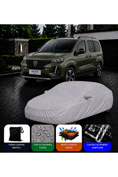 COCEM Peugeot Rifter Premium Araç Brandası Su Geçirmez UV Korumalı Gri Tam Ko...