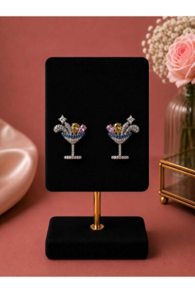 mdm style Colorful Stone Cocktail Glass Figured Luxury Earrings