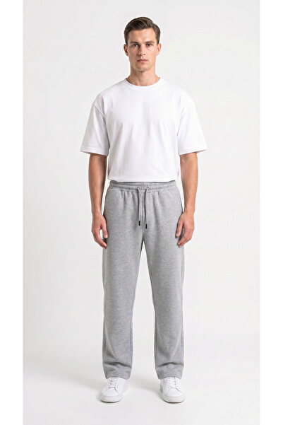 MODENZO Men's Gray Two-Thread Comfortable Fit Wide Leg Baggy Sweatpants