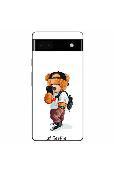 OEM Калъф, съвместим с Google Pixel 6A, силиконов гел TPU, с десен мече Теди ...