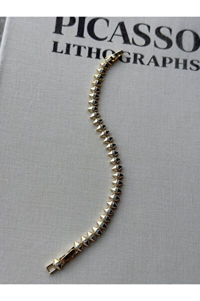 Bade Jewelry سوار من الفولاذ المقاوم للصدأ بتصميم VIP Gold Staple Design مزين...