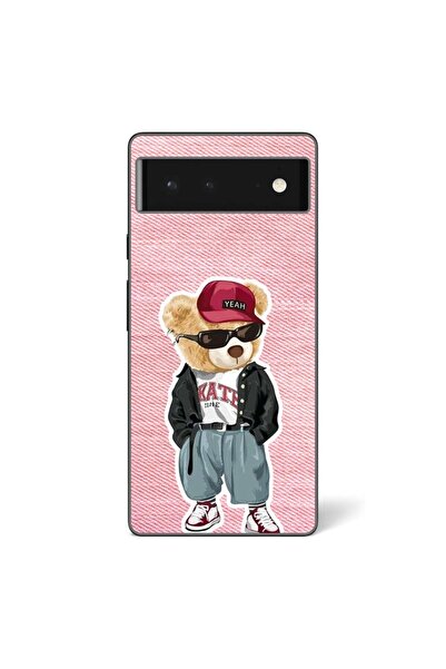 OEM Husa compatibila cu Google Pixel 6 Silicon Gel Tpu Model Pink Jeans Bear