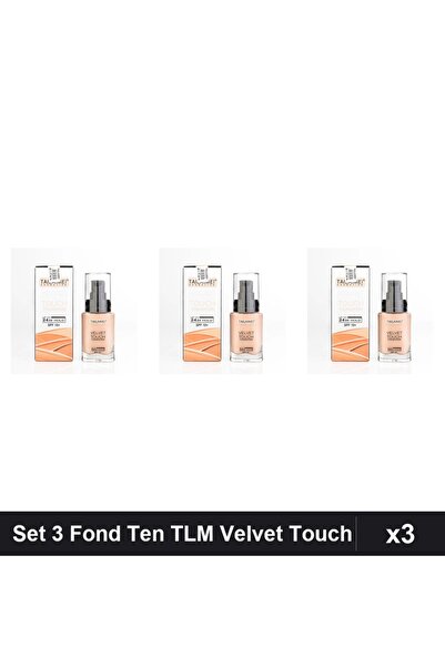 TLM Set of 3 Foundations Ten Velvet Touch SPF 10, 34ml, No. 104, Full Coverage