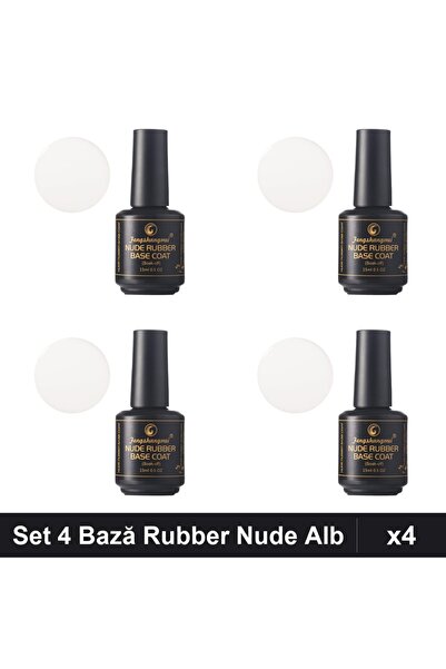 FSM Set 4 Bază Rubber Color Nude Alb Laptos 15ml, Manichiură Gel UV/LED