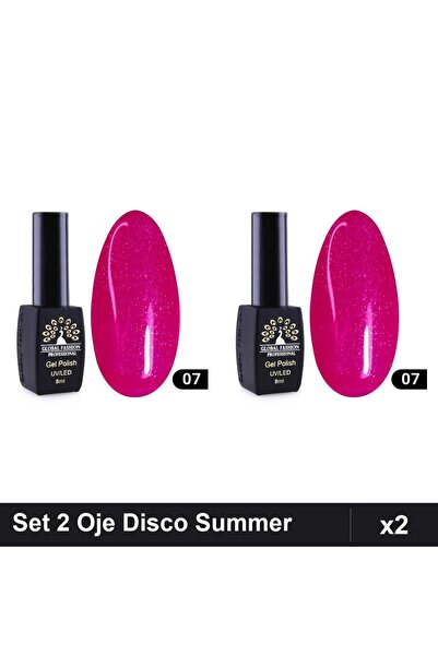 global fashion Set 2 Oje Semipermanente Disco Summer 07, 8ml, Manichiura UV/LED