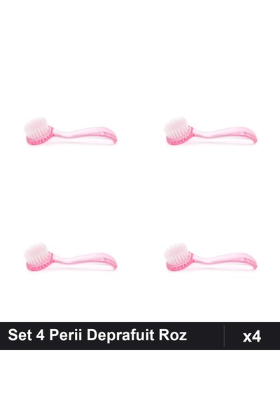 NAİLS Set 4 Perii Unghii cu Capac pentru Deprafuit, Roz, Manichiură Profesională